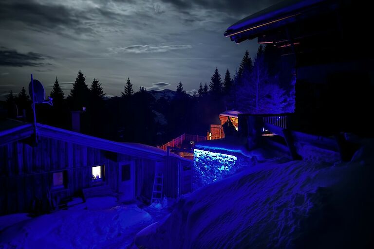 Herrliche Abendstimmung im Wellnessbereich - Berggasthof Biberg